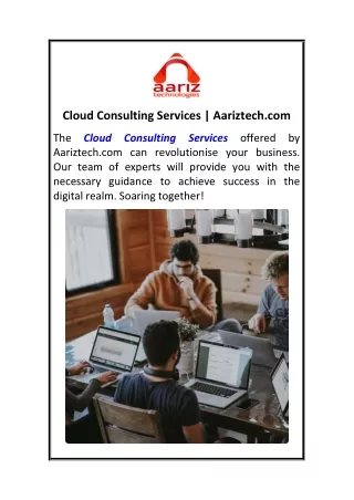 Cloud Consulting Services  Aariztech.com