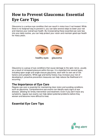 How to Prevent Glaucoma