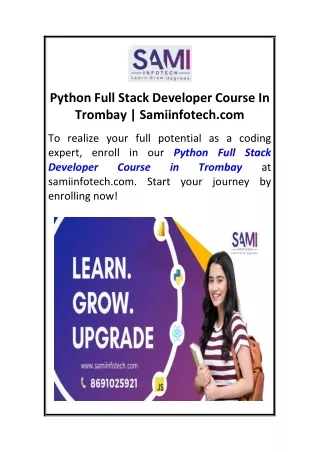 Python Full Stack Developer Course In Trombay  Samiinfotech.com