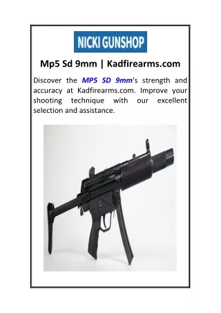 Mp5 Sd 9mm  Kadfirearms.com