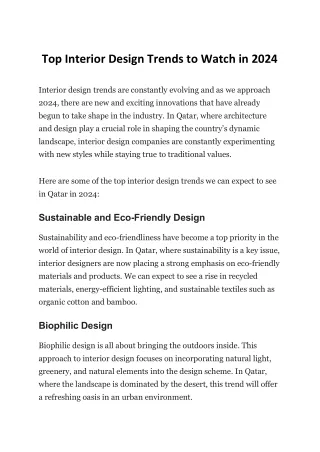 Top Interior Design Trends to Watch in 2024