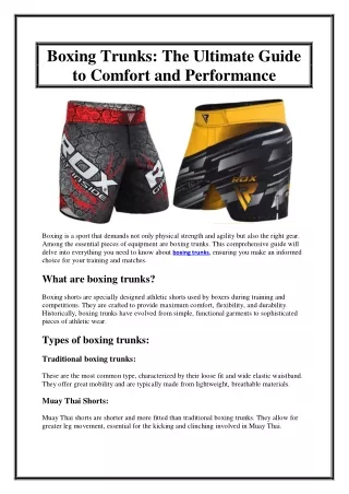 Boxing Trunks The Ultimate Guide to Comfort and Performance