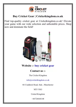 Buy Cricket Gear   Cricketkingdom.co.uk