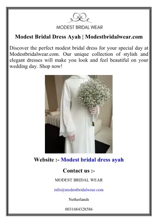 Modest Bridal Dress Ayah   Modestbridalwear.com