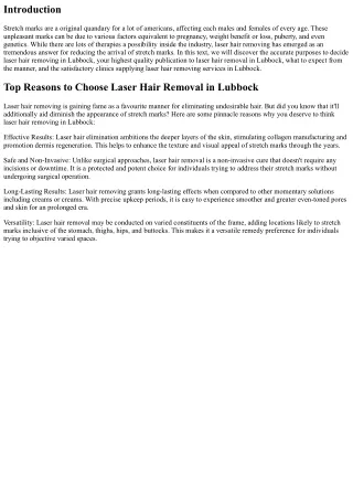 Solutions for Stretch Marks with Laser Hair Removal: Insights from Lubbock Clini
