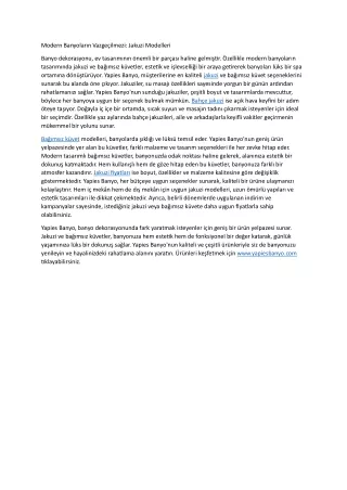 Modern Banyolarin Vazgecilmezi Jakuzi Modelleri
