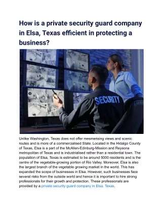 How is a private security guard company in Elsa, Texas efficient in protecting a business