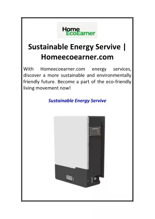 Sustainable Energy Servive  Homeecoearner.com