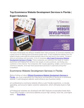 Top Ecommerce Website Development Services in Florida | Expert Solutions