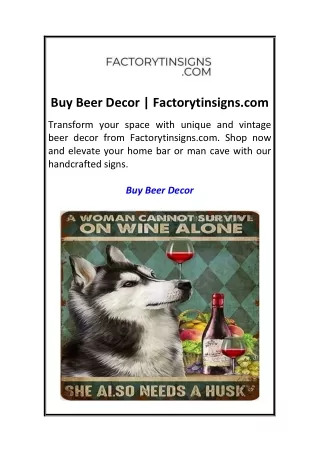Buy Beer Decor  Factorytinsigns.com