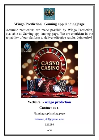 Wingo Prediction   Gaming app landing page