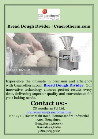 Bread Dough Divider  Csaerotherm.com