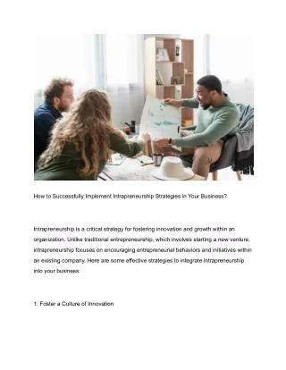 How to Successfully Implement Intrapreneurship Strategies in Your Business?