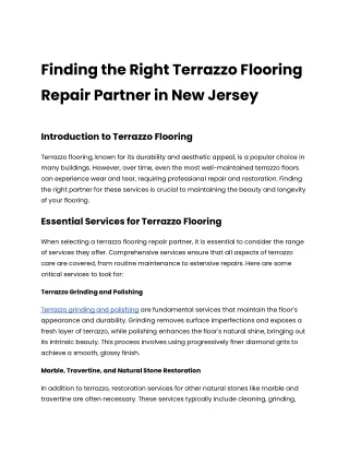 Finding the Right Terrazzo Flooring Repair Partner in New Jersey