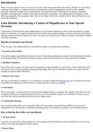 Limo Rentals: Introducing a Touch of Magnificence for your Unique Event