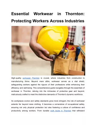 Essential Workwear in Thornton_ Protecting Workers Across Industries