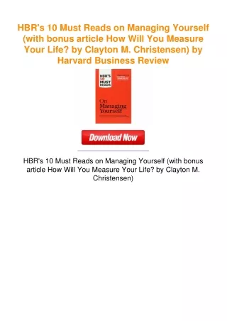 HBR's 10 Must Reads on Managing Yourself (with bonus article How Will You