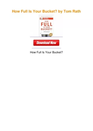 How Full Is Your Bucket? by Tom Rath