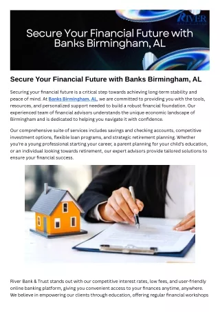 Secure Your Financial Future with Banks Birmingham AL