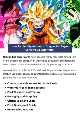 How To Identify Authentic Dragon Ball Super Cards vs. Counterfeits?
