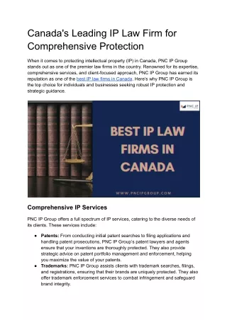 BEST IP LAW FIRMS IN CANADA