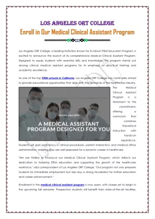 Medical Clinical Assistant Program In Los Angeles