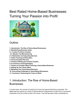 Best Rated Home-Based Businesses- Turning Your Passion into Profit