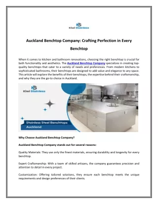 Auckland Benchtop Company - Crafting Perfection in Every Benchtop
