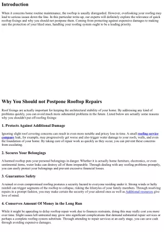 Why You Shouldn't Put Off Roofing System Fixes