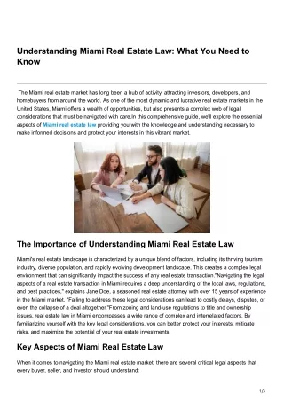 Understanding Miami Real Estate Law What You Need to Know