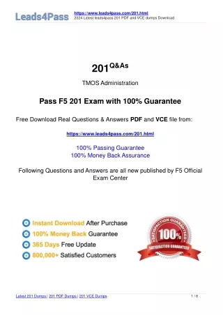 Leads4Pass F5 201 exam practice questions 2024