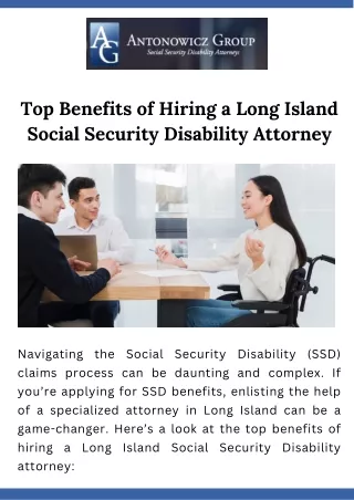 Top Benefits of Hiring a Long Island Social Security Disability Attorney