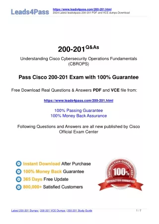 Leads4Pass 200-201 exam practice questions 2024