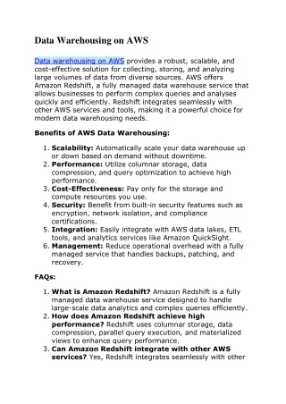 Data Warehousing on AWS