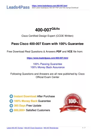 Leads4Pass 400-007 exam practice questions 2024