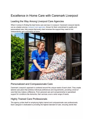 Excellence in Home Care with Caremark Liverpool