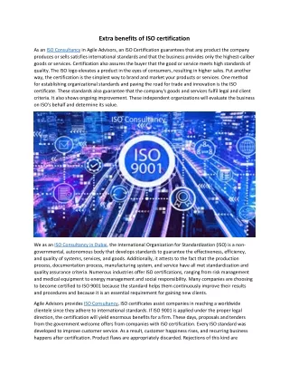 Extra benefits of ISO certification