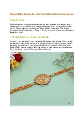 Unique Rakhi Designs to Make Your Raksha Bandhan Memorable