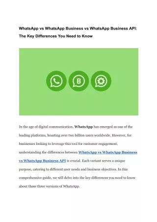 WhatsApp vs WhatsApp Business vs WhatsApp Business API: The Key Differences You