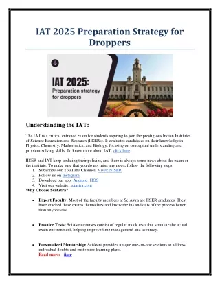 IAT 2025 Preparation Strategy for Droppers