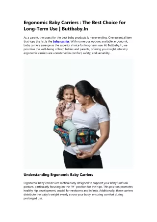 Ergonomic Baby Carriers: Best for Long-Term Use | Buttbaby.In