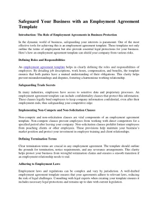Safeguard Your Business with an Employment Agreement Template