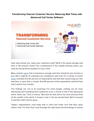 HoduSoft-Web 2.0-Transforming Telecom Customer Service_ Reducing Wait Times with Advanced Call Center Software