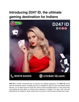 Enter Betting World with your D247 ID
