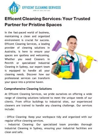 Efficent Cleaning Services Your Trusted Partner for Pristine Spaces