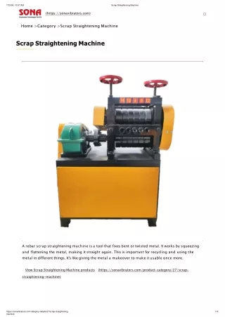 Rebar Straightening Machine price in India: Bar Straightening Machine