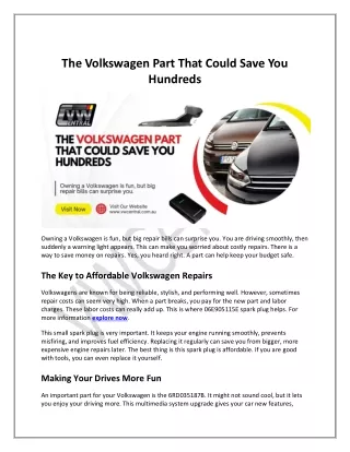 The Volkswagen Part That Could Save You Hundreds