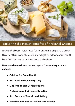 Exploring the Health Benefits of Artisanal Cheese