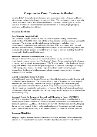 Comprehensive Cancer Treatment in Mumbai