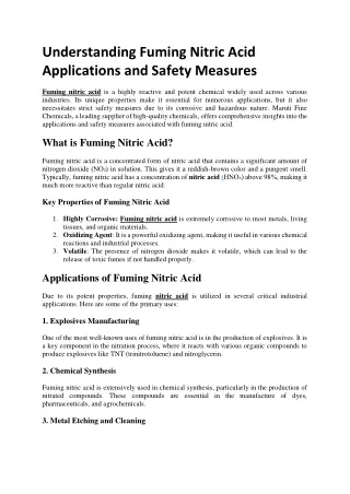 Understanding Fuming Nitric Acid Applications and Safety Measures ..